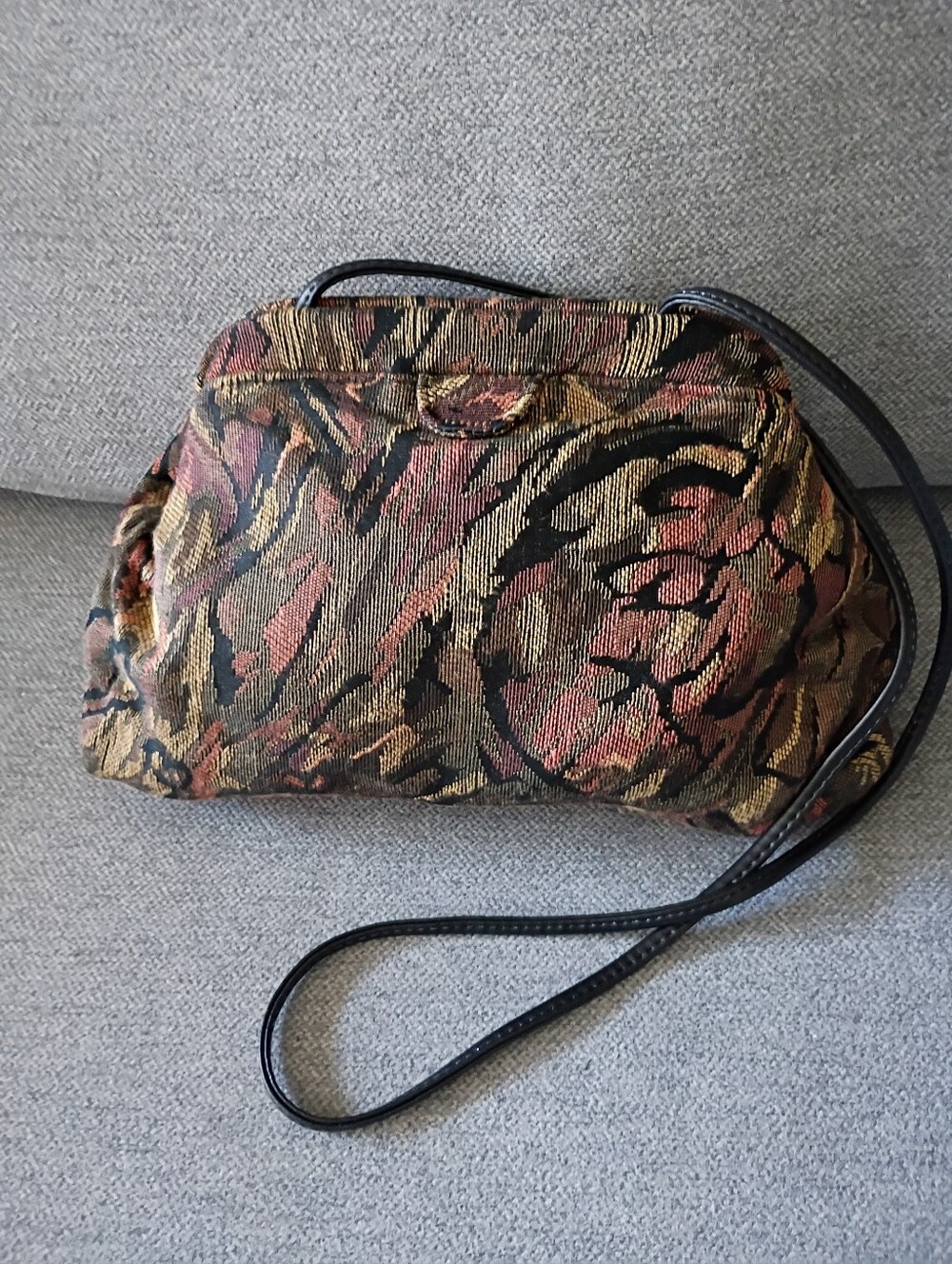 Vintage 1980's Autumn Colors Floral Tapestry Brocade Clutch Shoulder Bag